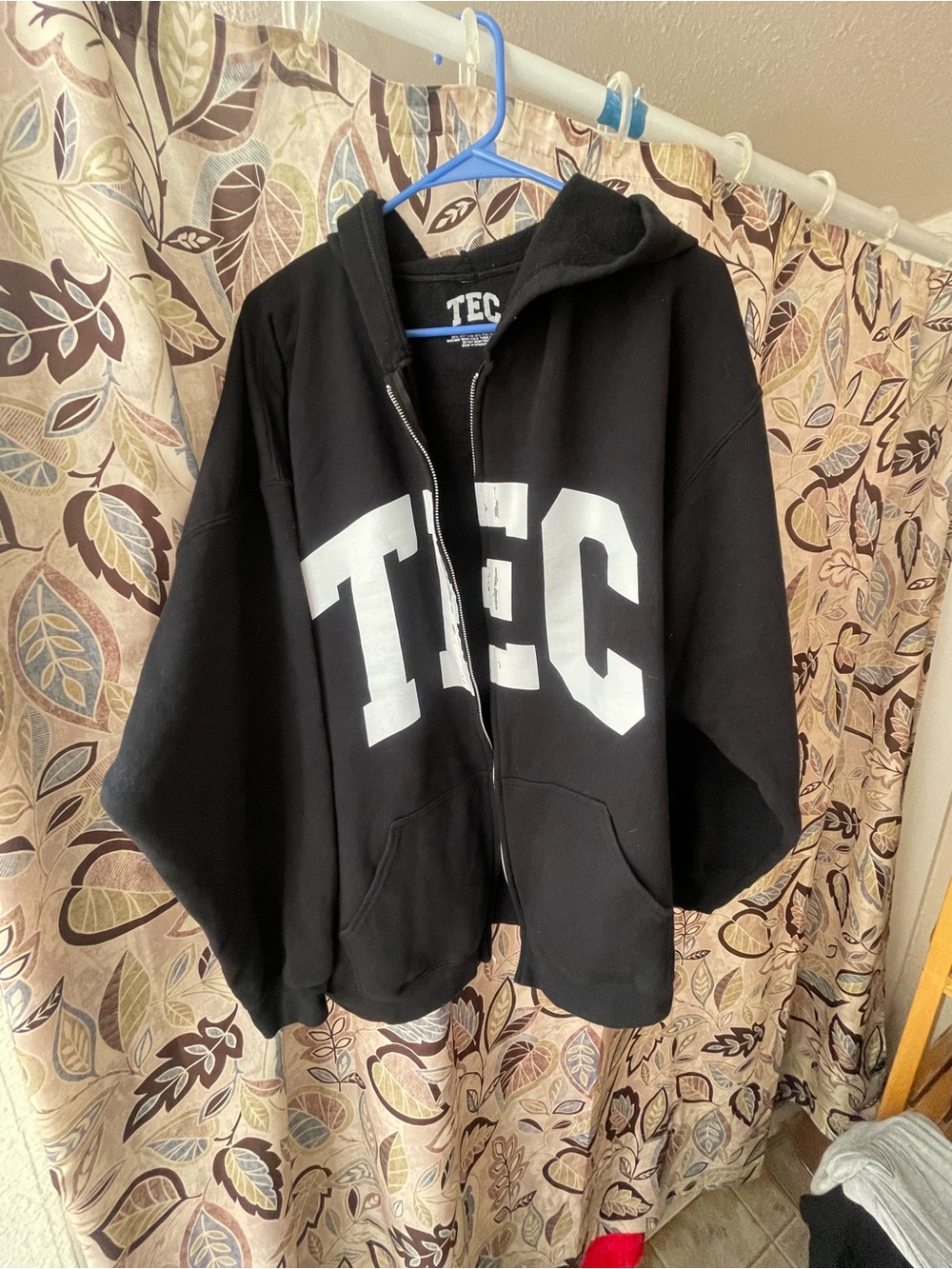TEC Black Zip-Up Hoodie with White Logo
